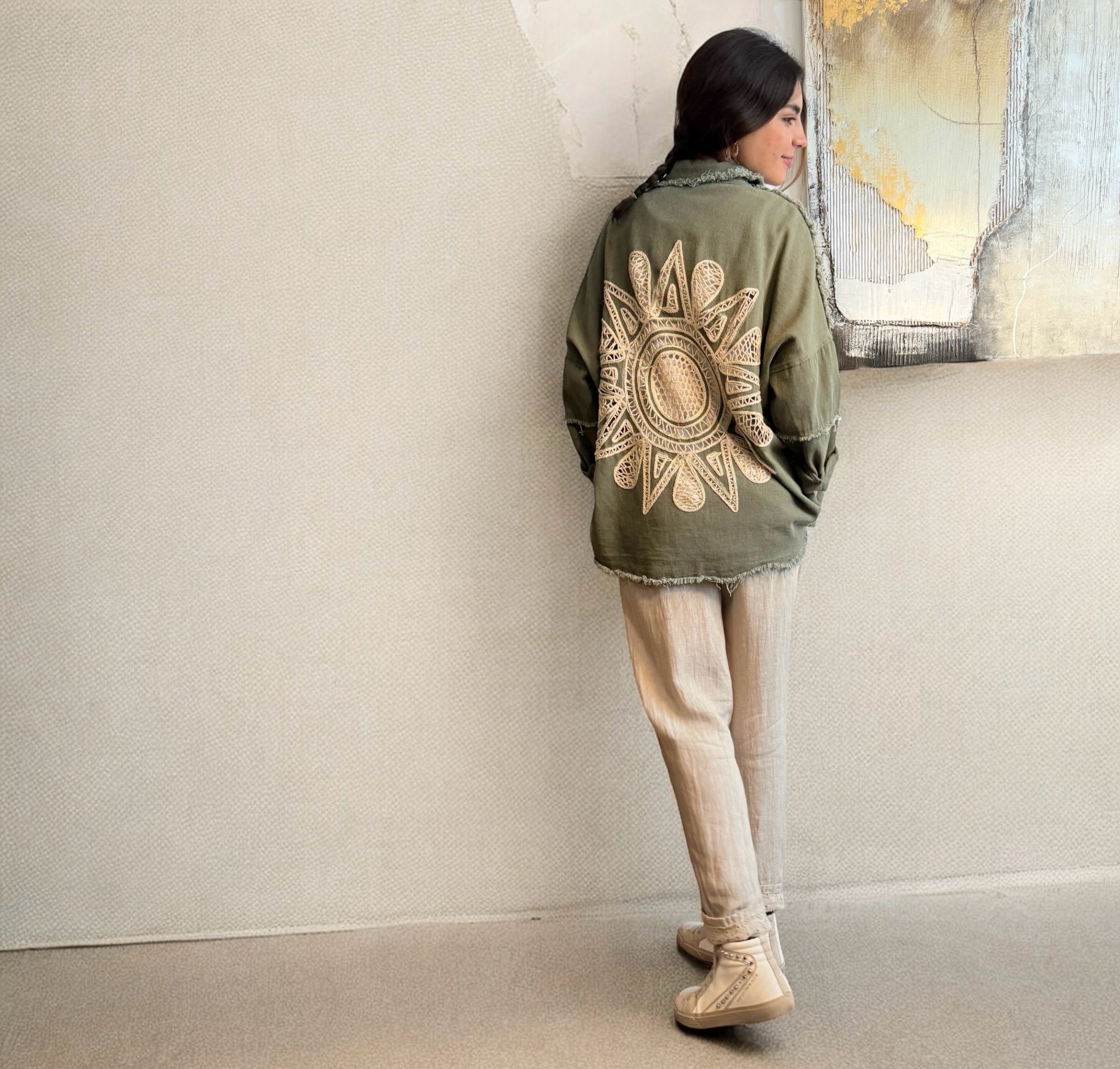 Sobrecamisa "Mandala" kaki con arena