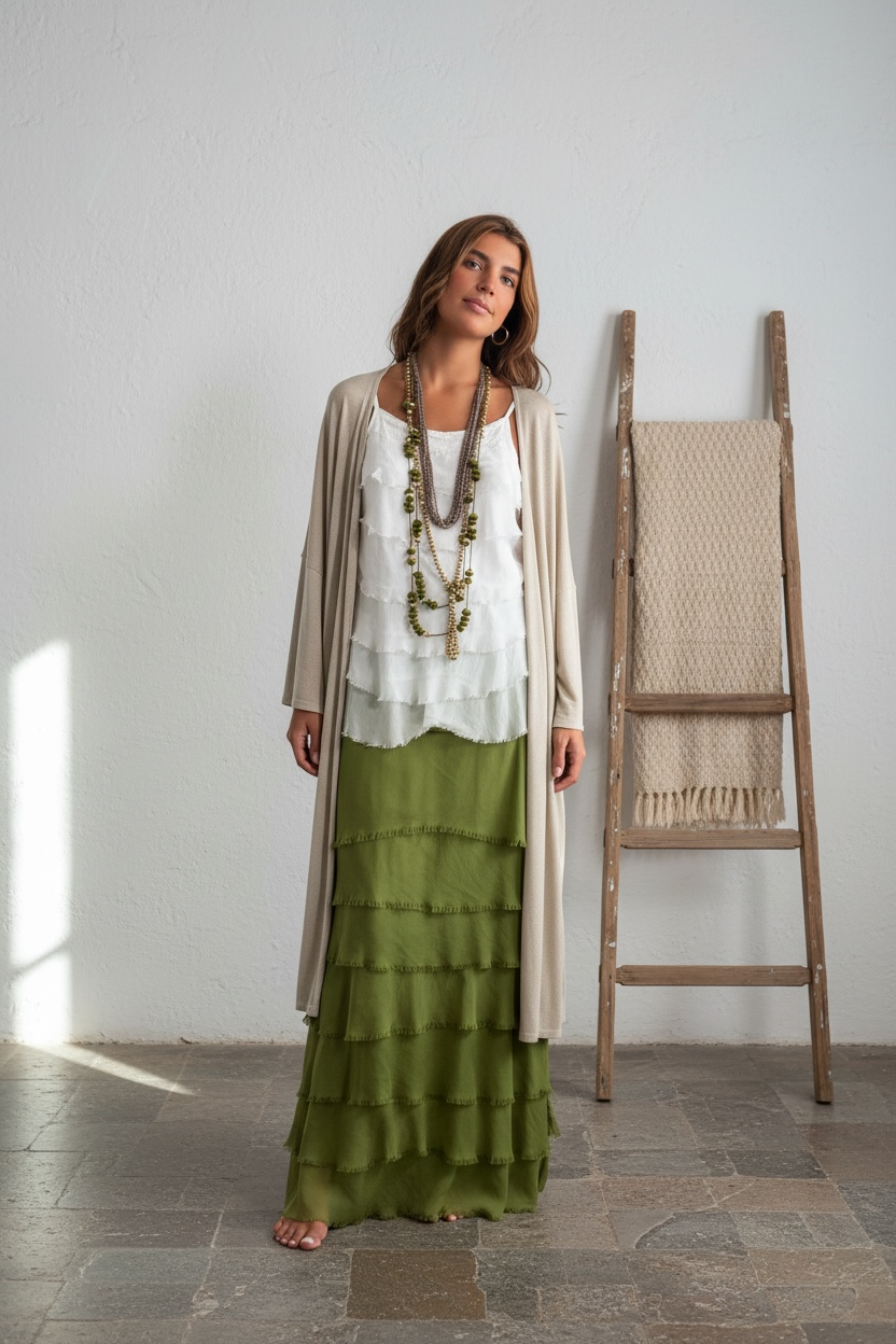 Falda "Sevilla" oliva