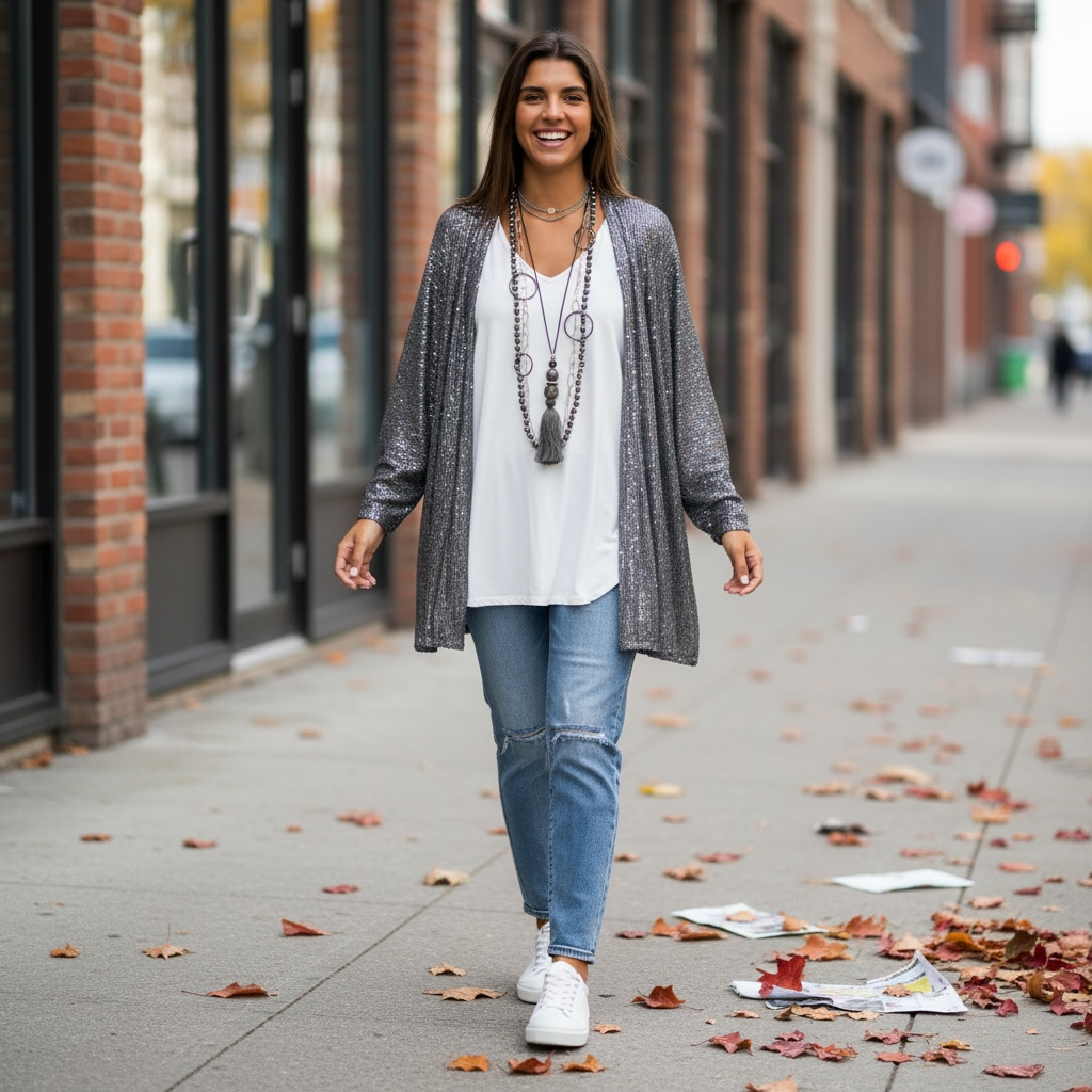 Kimono “Gris Paillettes”