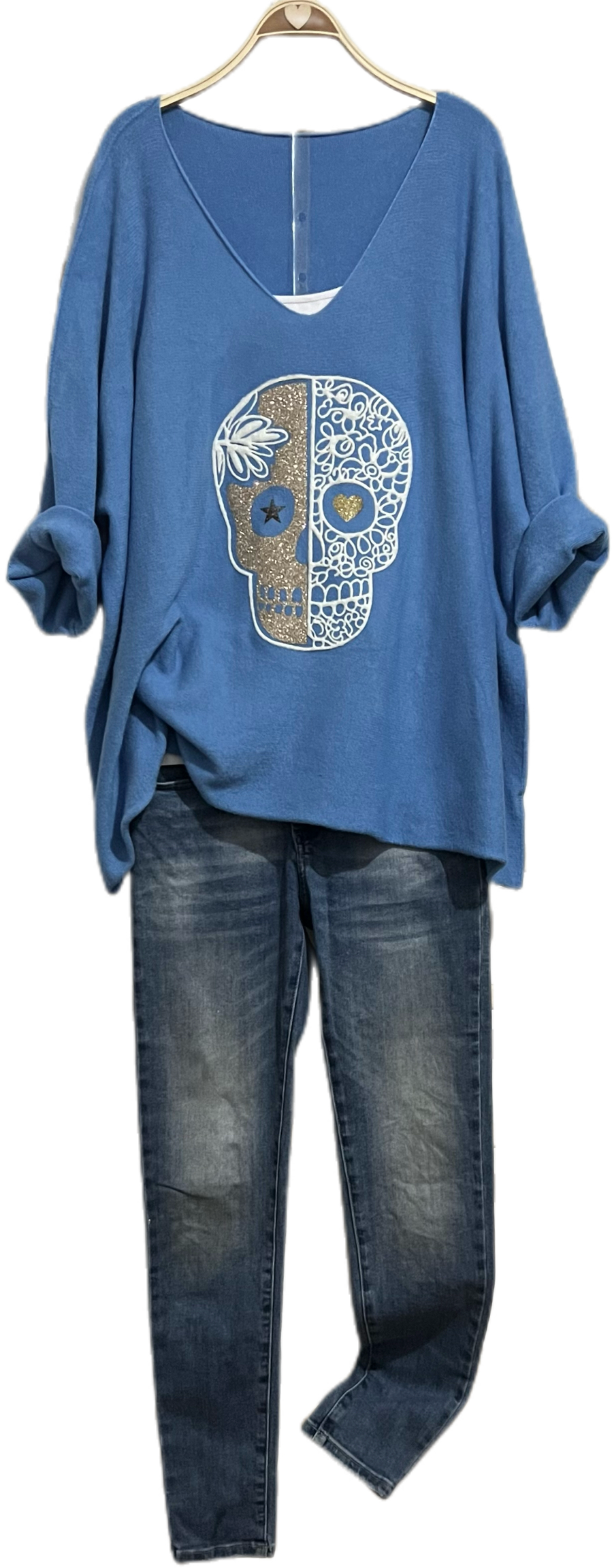 Jersey "Over Lace Skull" azul