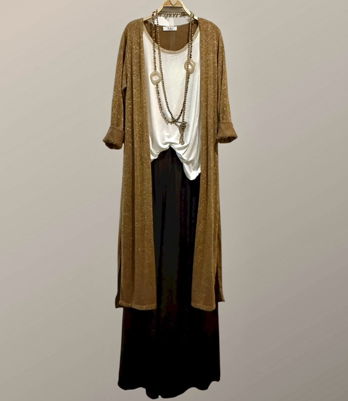 Cárdigan "Camel y Oro"