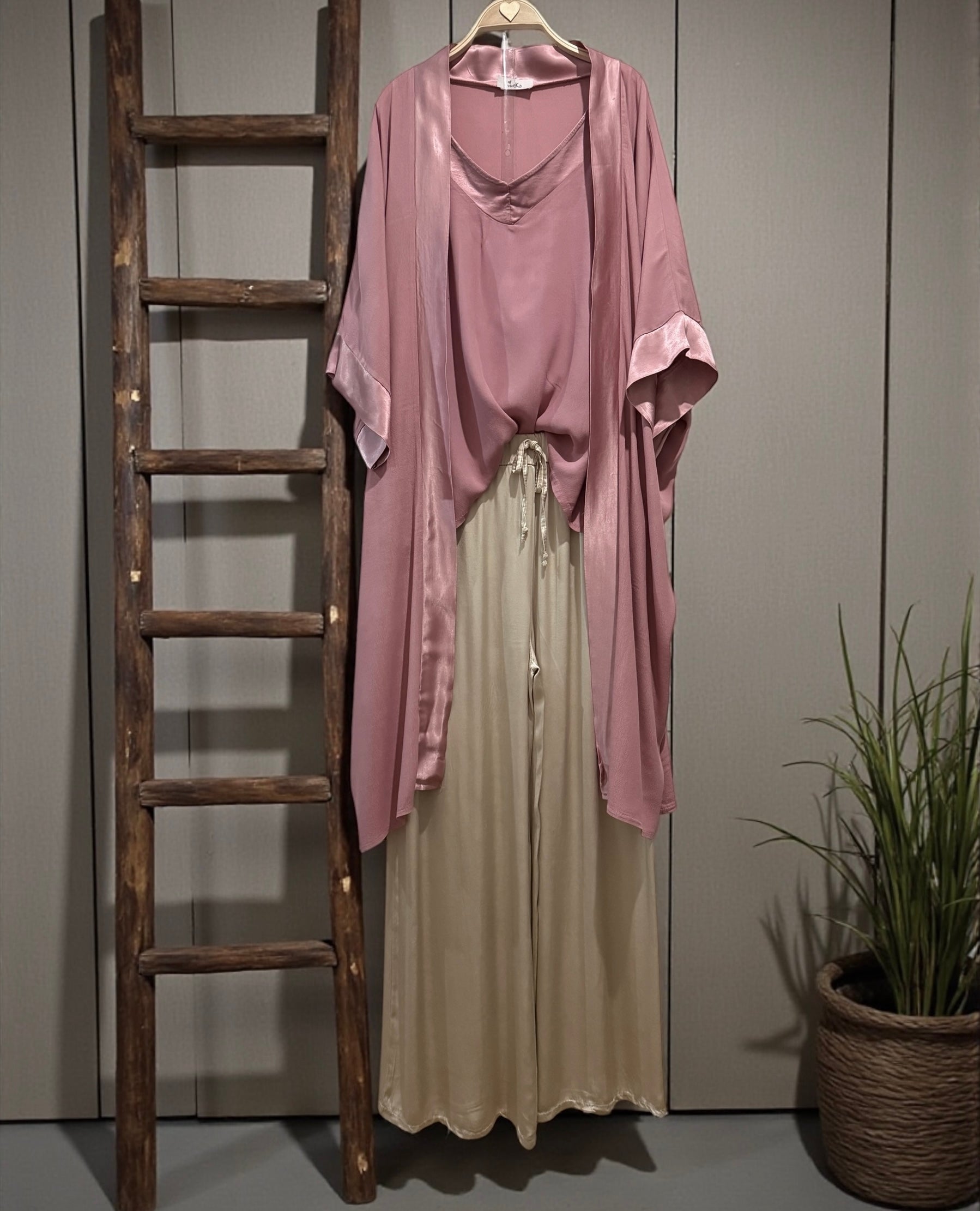 Kimono "Zania" rosa crep