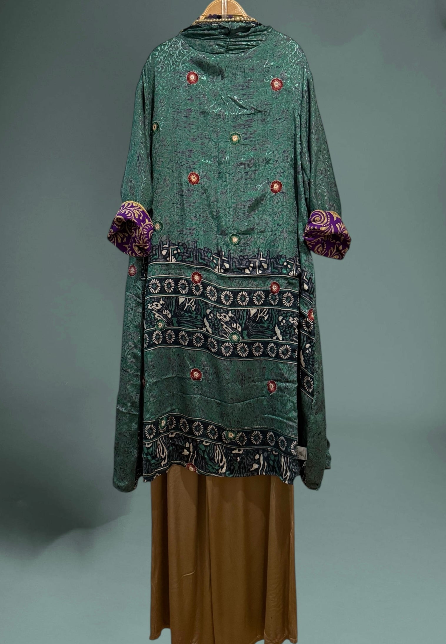 Kimono "Indira verde y malva"