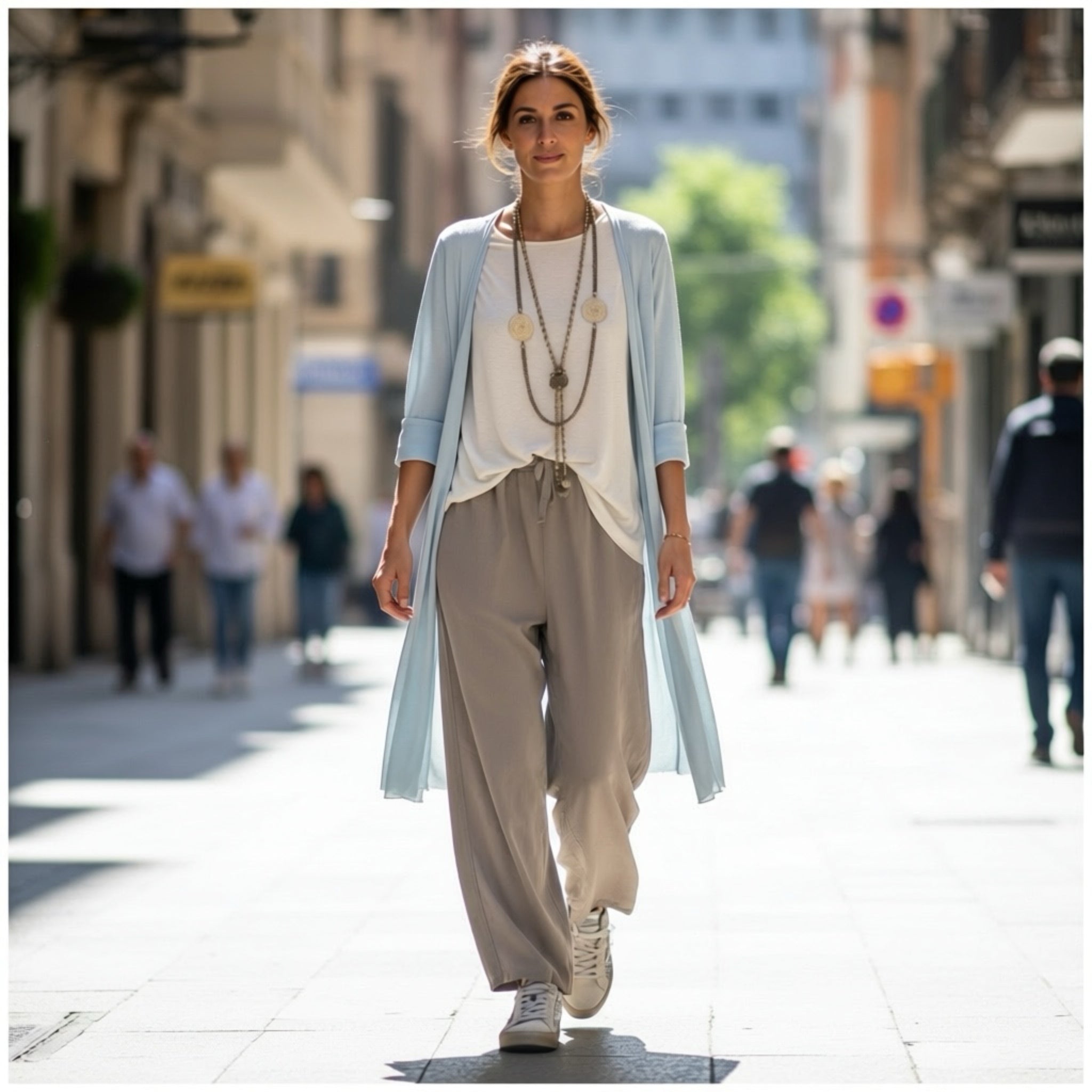 Chaqueta "Cassandra" larga celeste