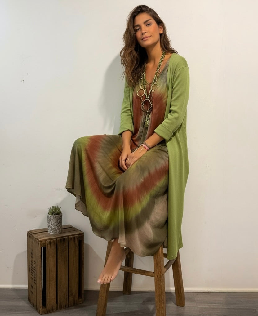 Vestido "Jasmine" tierras y verdes