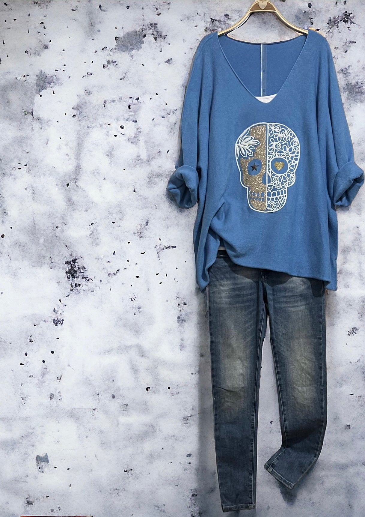 Jersey "Over Lace Skull" azul