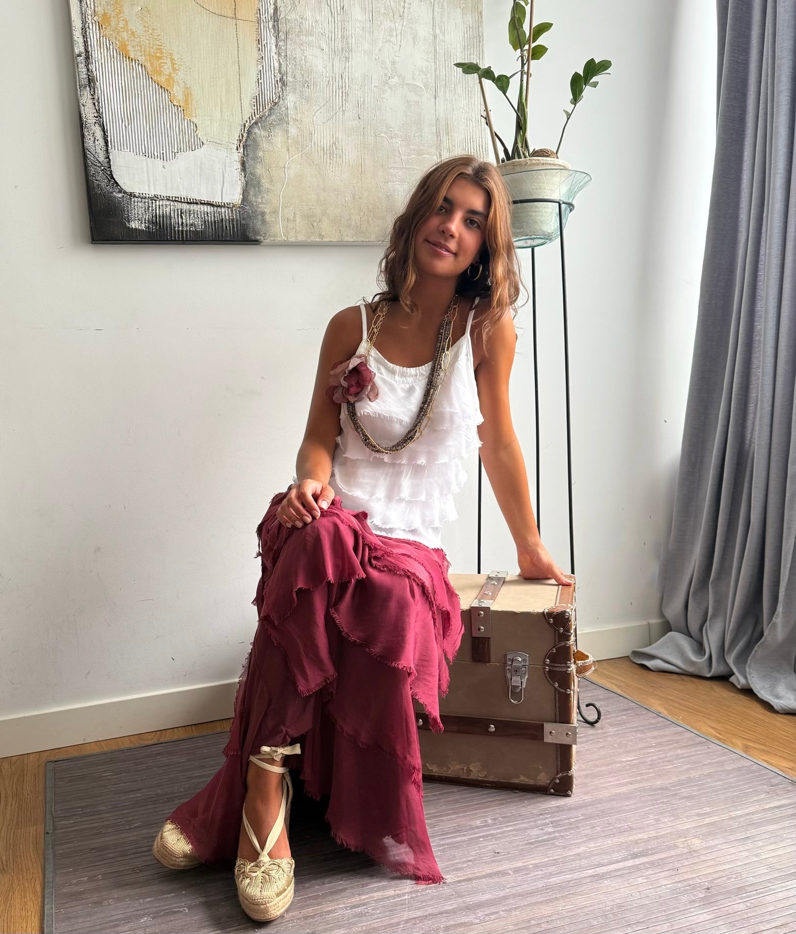 Falda "Sevilla" rubí
