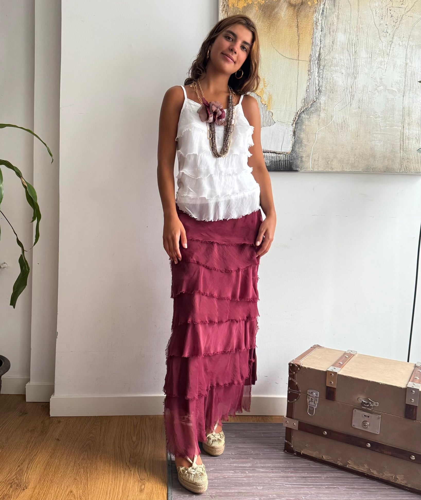 Falda "Sevilla" rubí