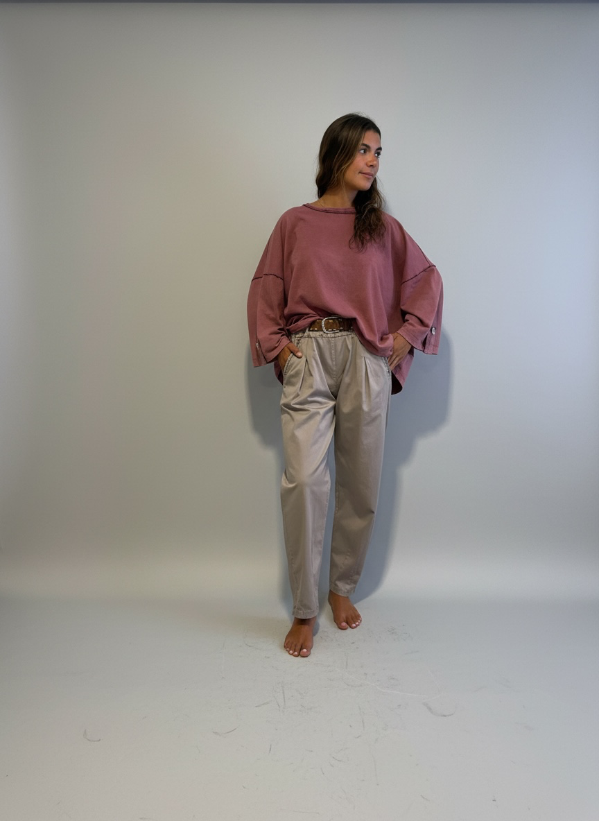 Camiseta Lavada Burgandy Pastel