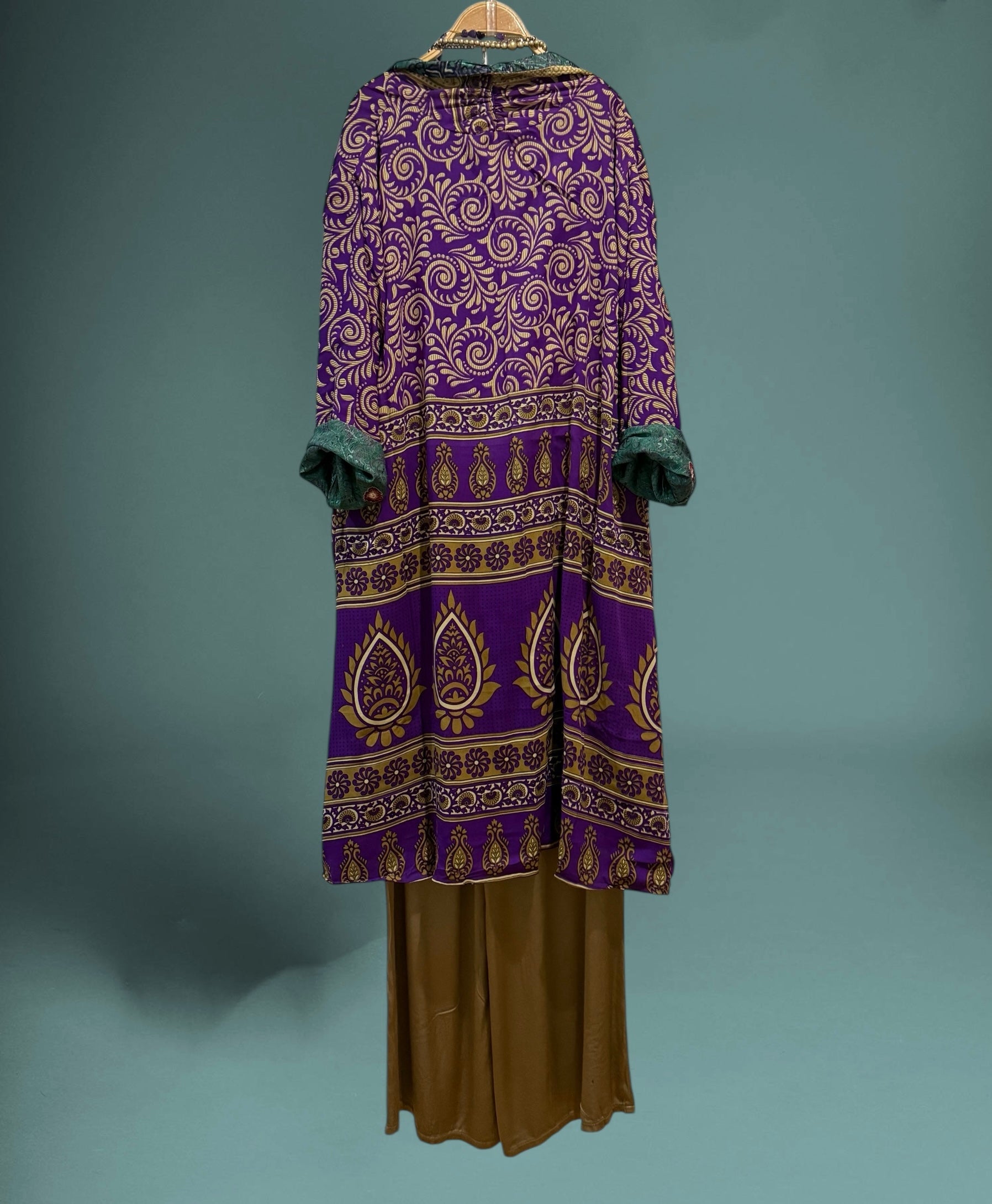 Kimono "Indira verde y malva"