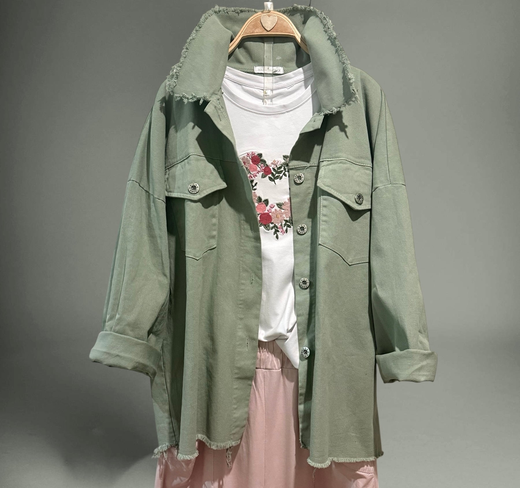 Sobrecamisa "Mafalda" verde suculenta