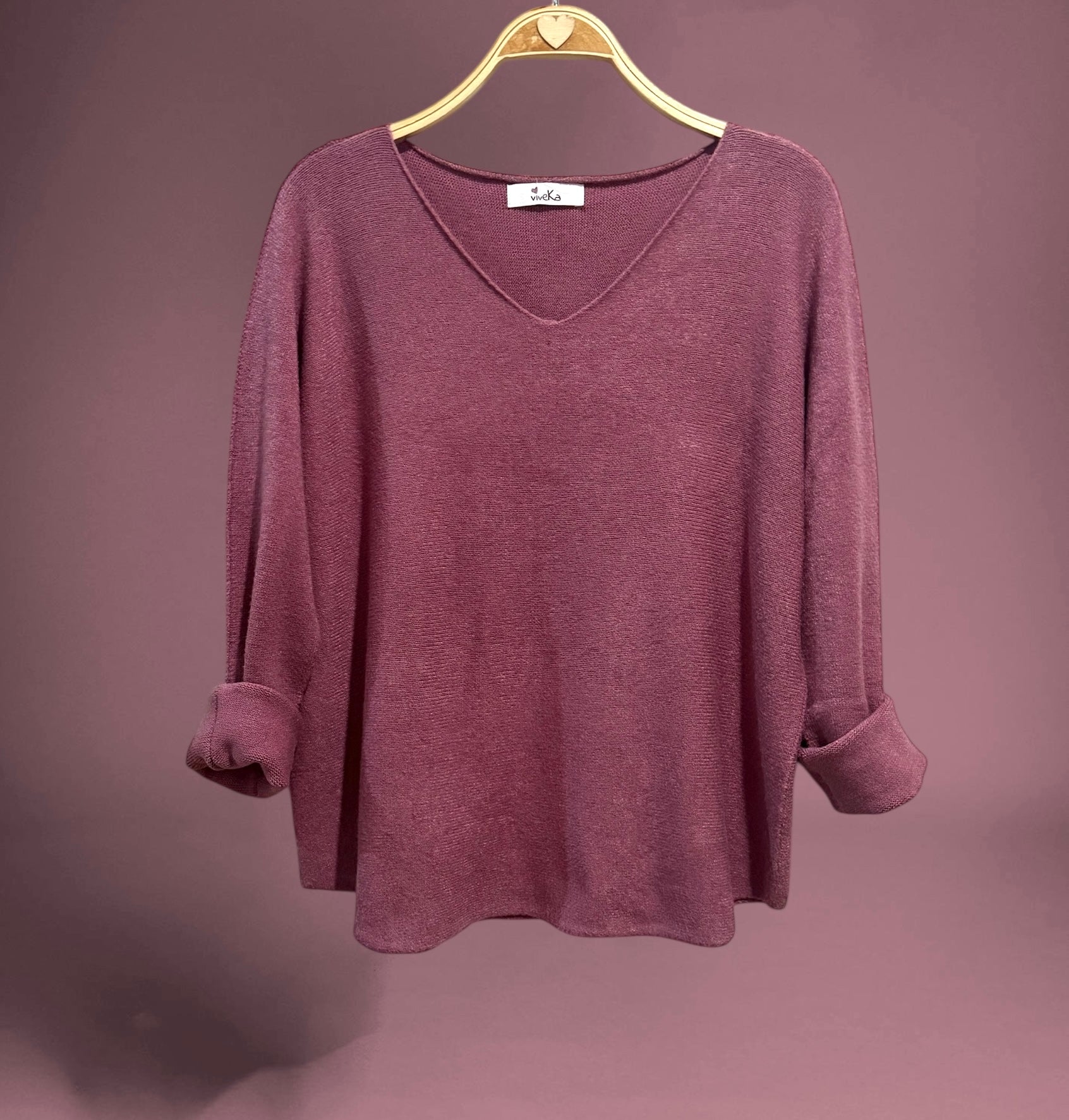 Jersey "Gemma" malva ópera cuello pico