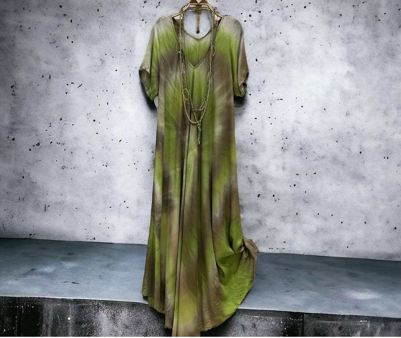 Vestido "Jasmine" verde y topo