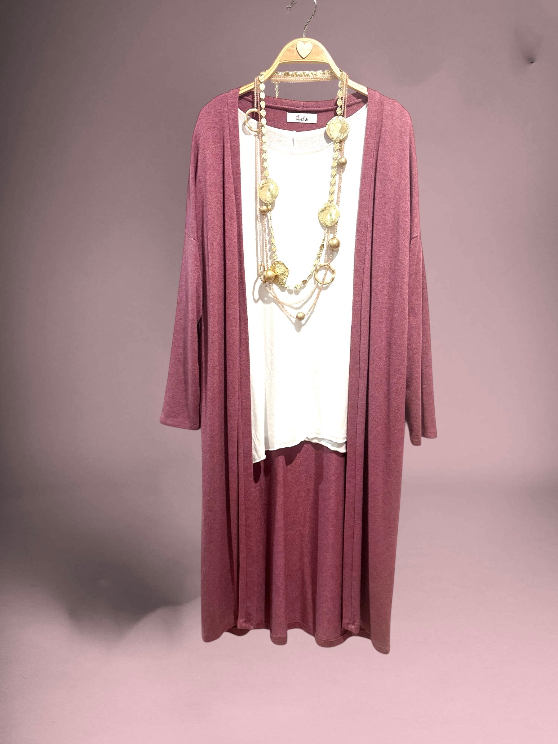 Cárdigan "Carlota" rosa crep