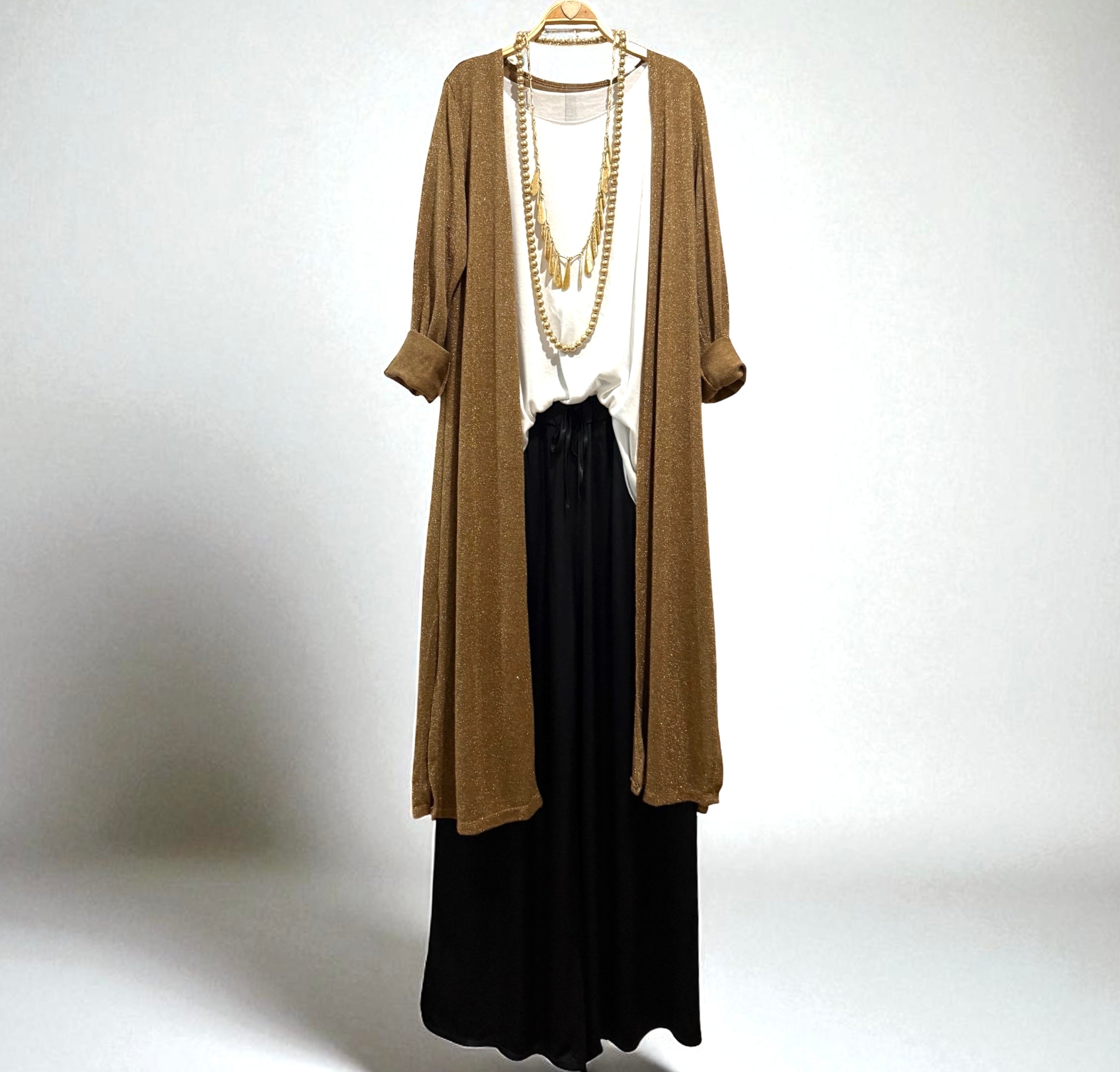 Cárdigan "Camel y Oro"