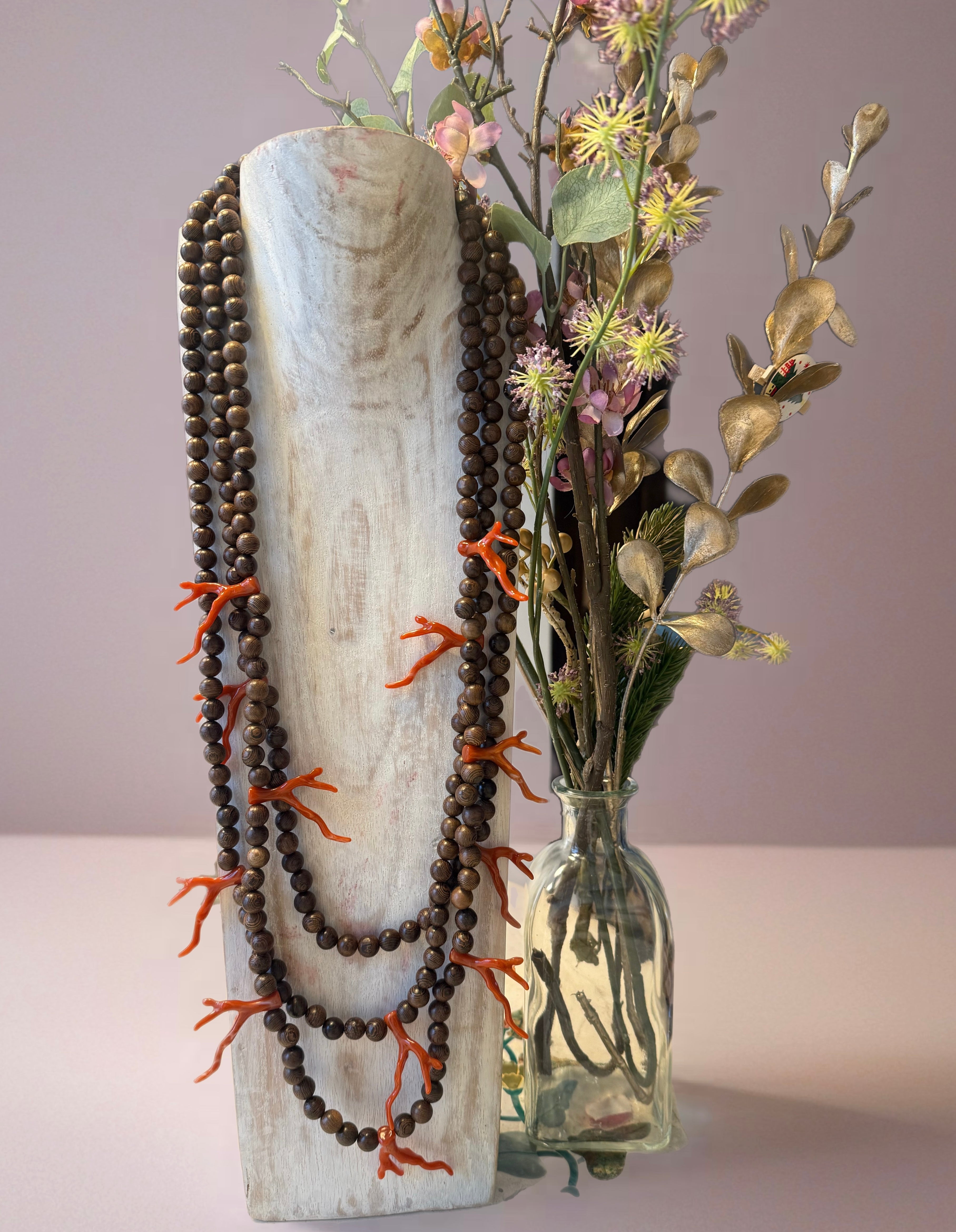 Collar "Madera y Coral"