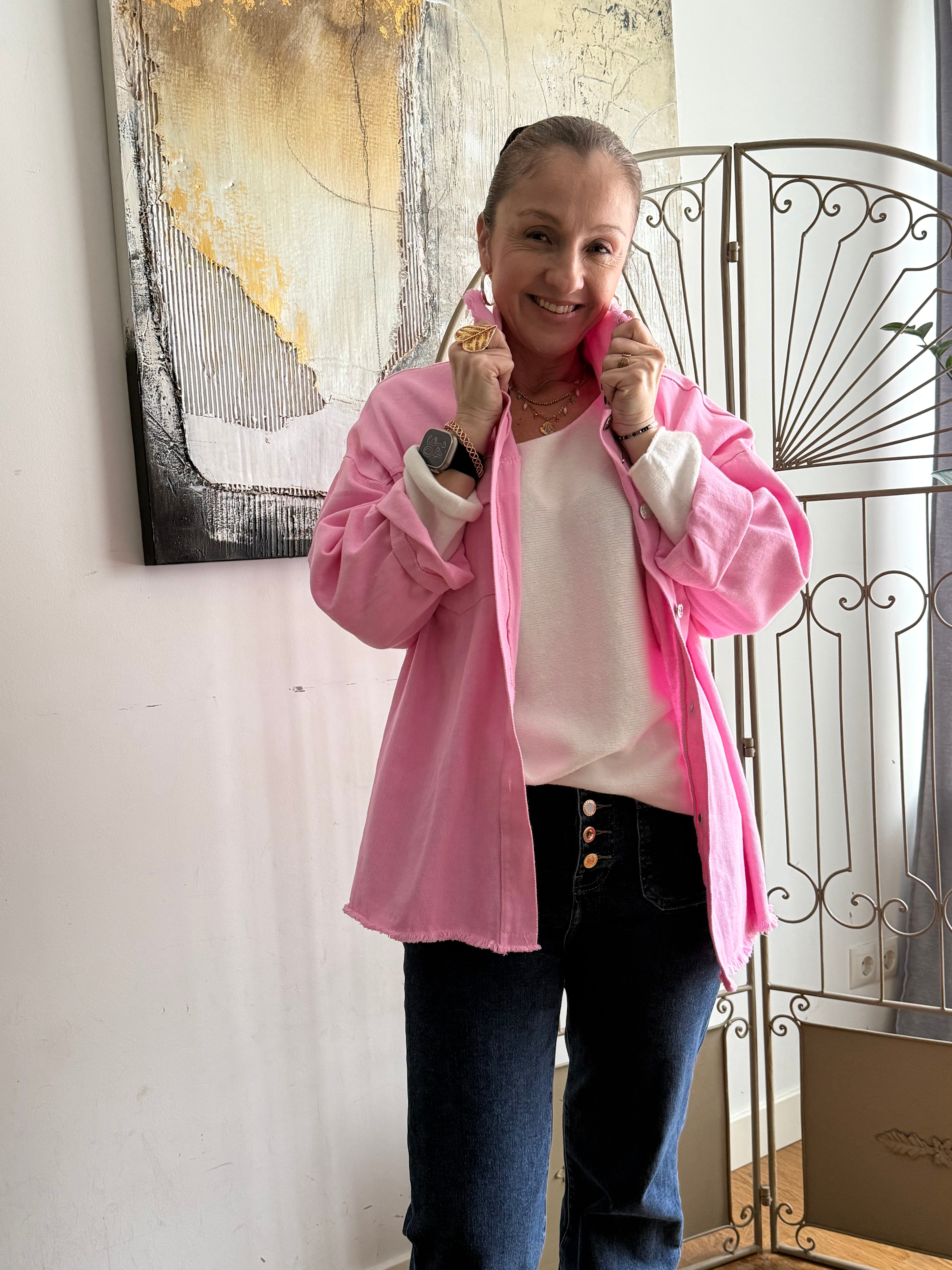 Sobrecamisa "Mafalda" rosa chicle