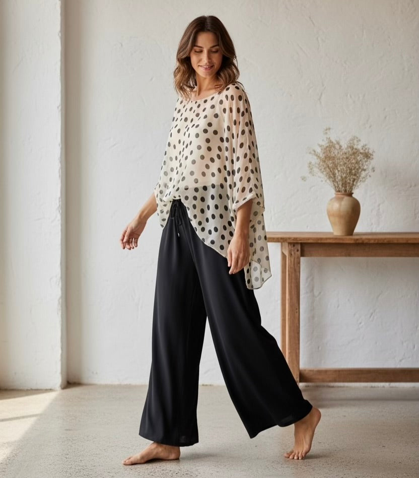 Blusa "Julieta Topos" beige
