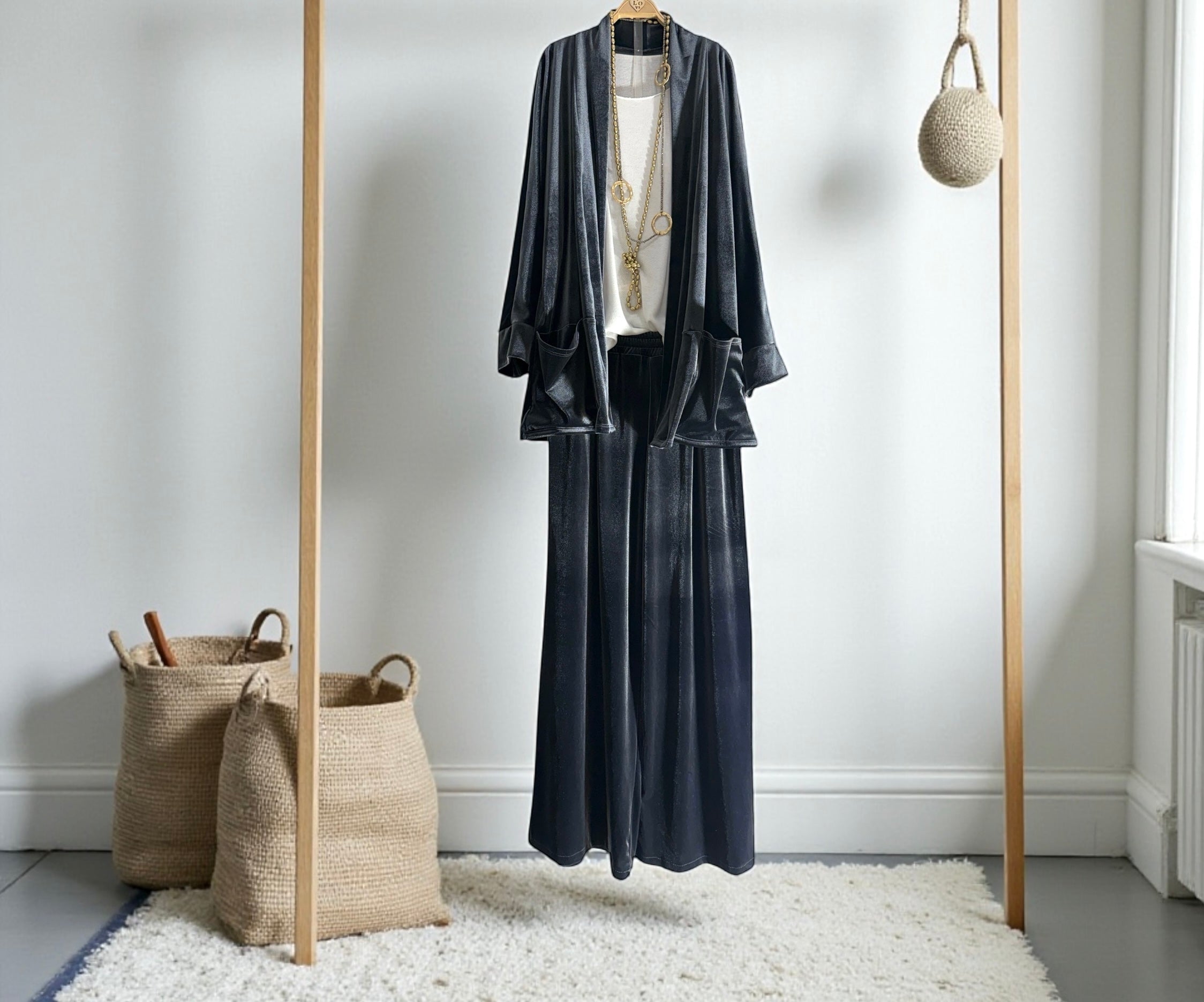 Chaqueta/kimono "Giá" gris antracita