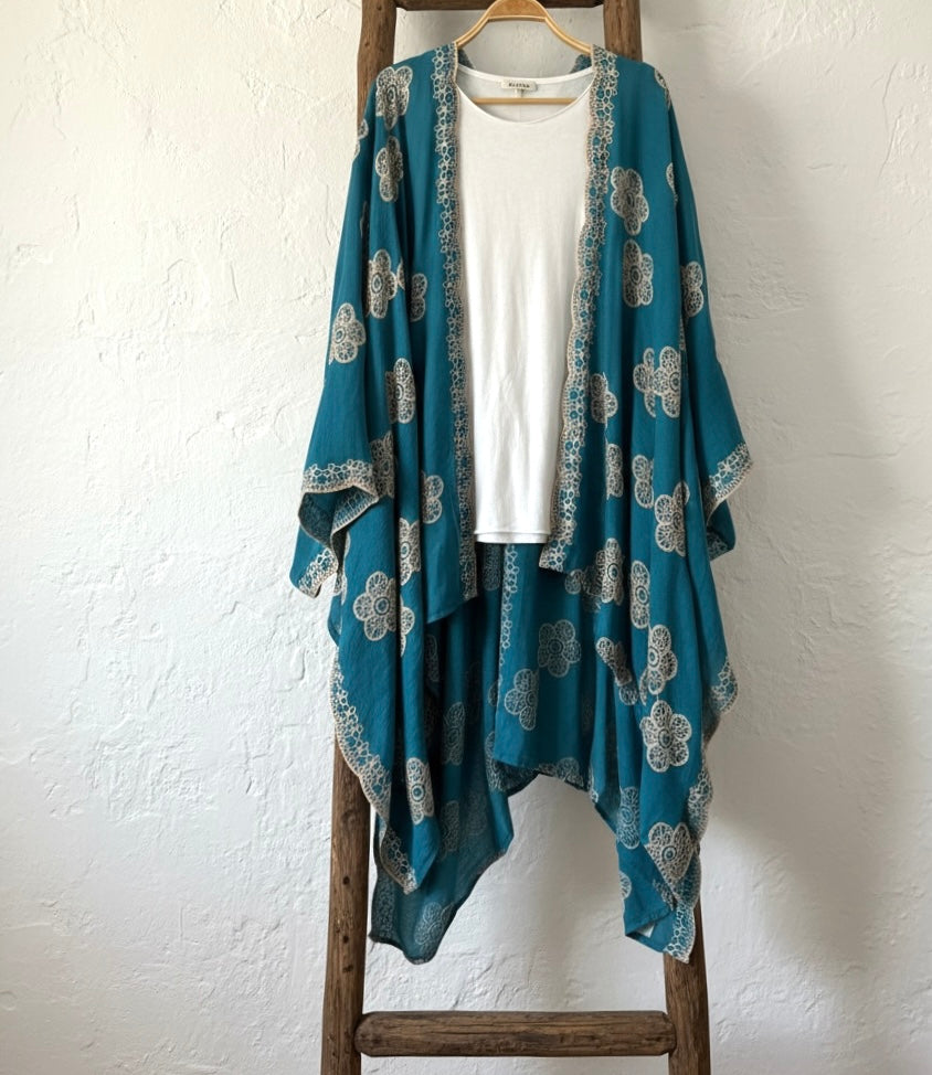 Kimono "Zahara" turquesa