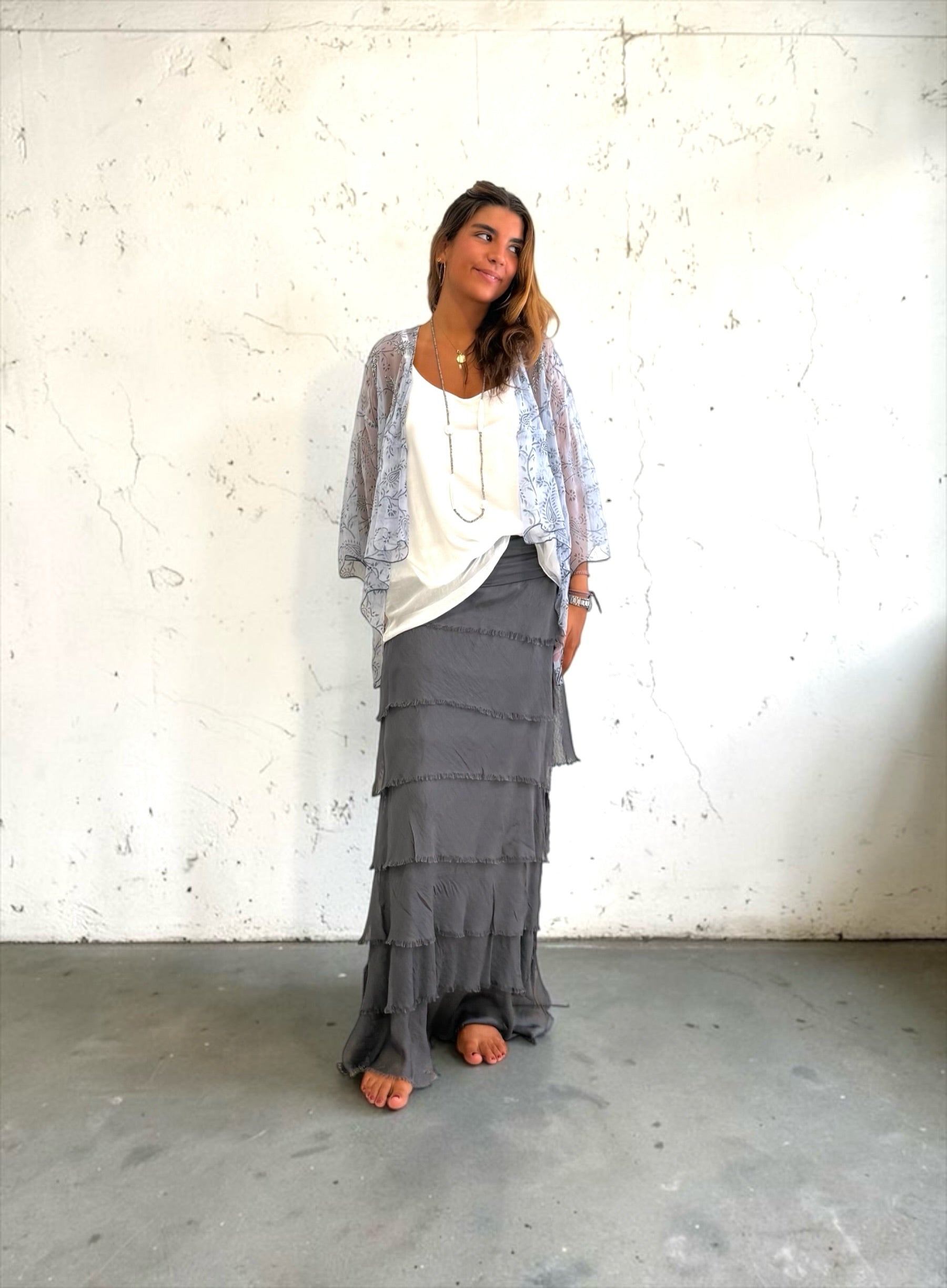Bolero "Sherezade" azul bordado en plata