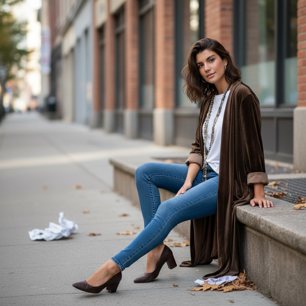 Kimono/Levita "Giorgia" marrón chocolate