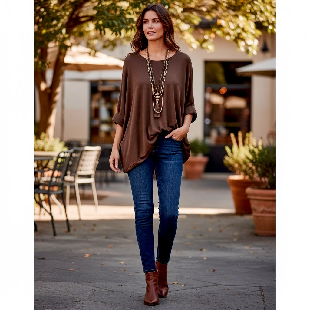 Jersey "Over Sempre" marrón chocolate