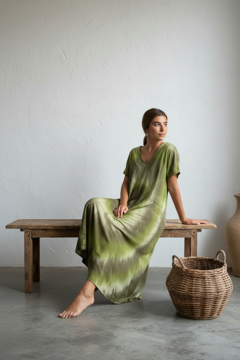 Vestido "Jasmine" topo y verdes